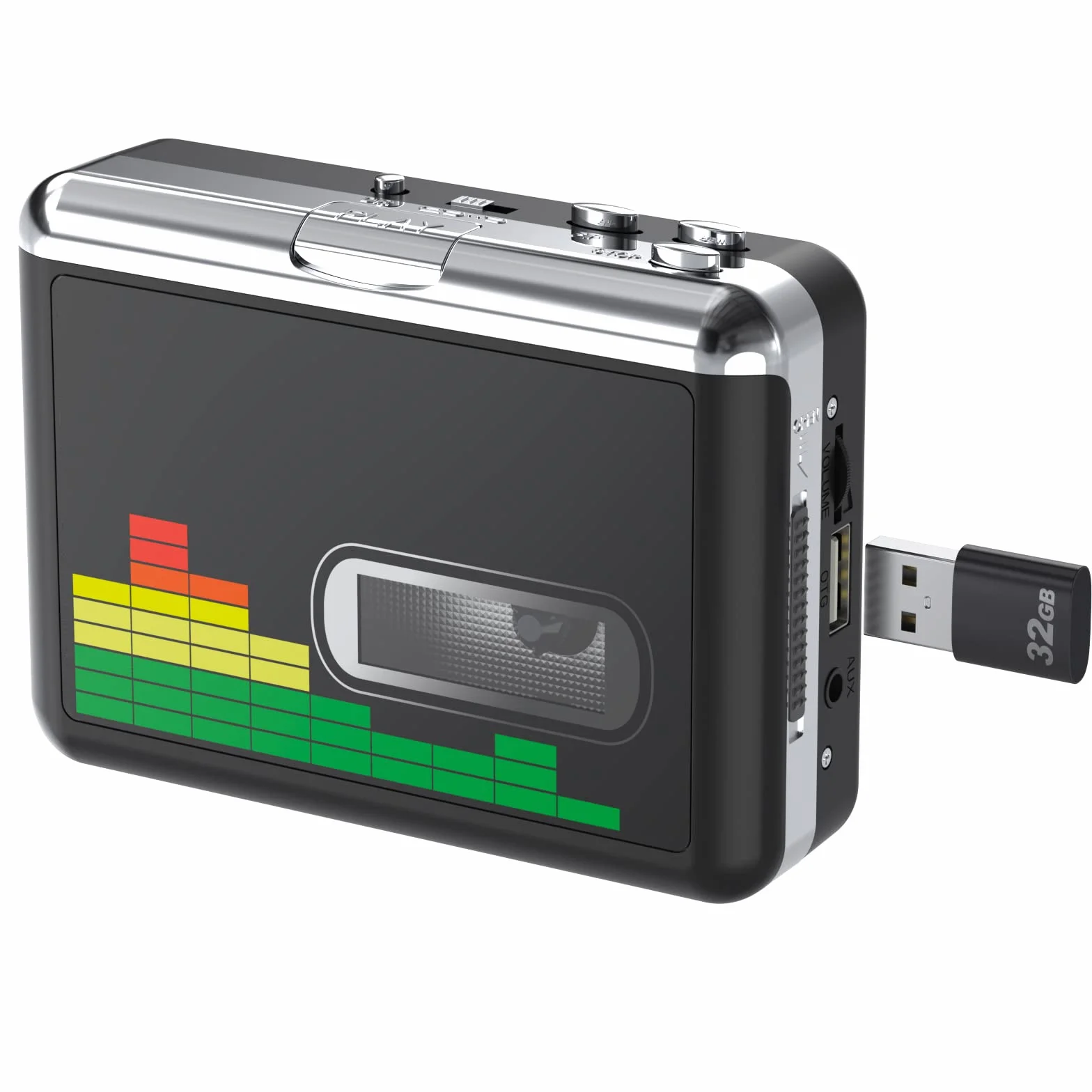 Convertidor de Casete Portátil a MP3 Digitalizador USB con Auriculares 3,5MM Rebobinado Automático