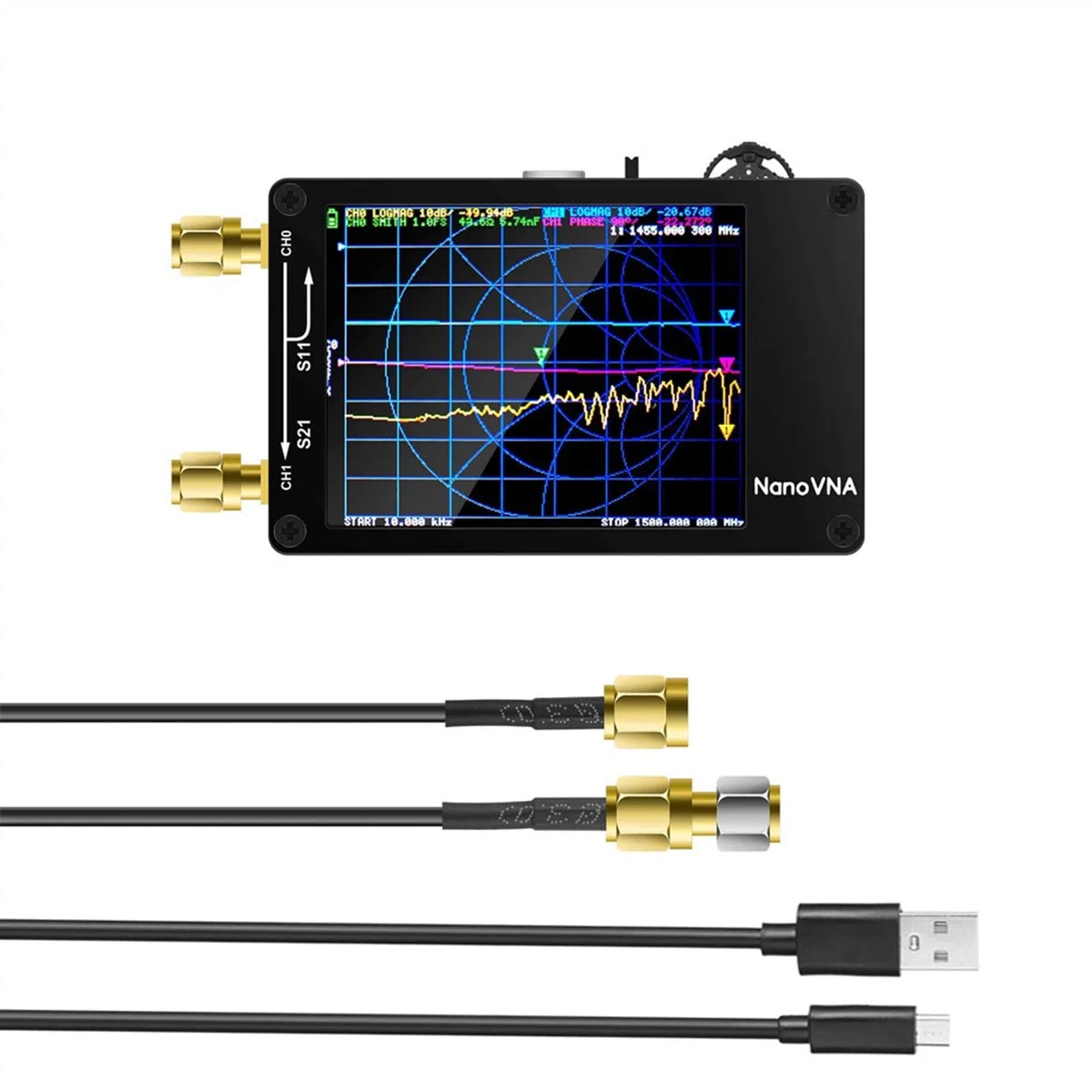 Analizador de Red Vectorial 50KHz-900KHz Ondas estacionarias Onda Corta MF HF VHF UHF Analizador de Antena Digital Nano VNA Tester