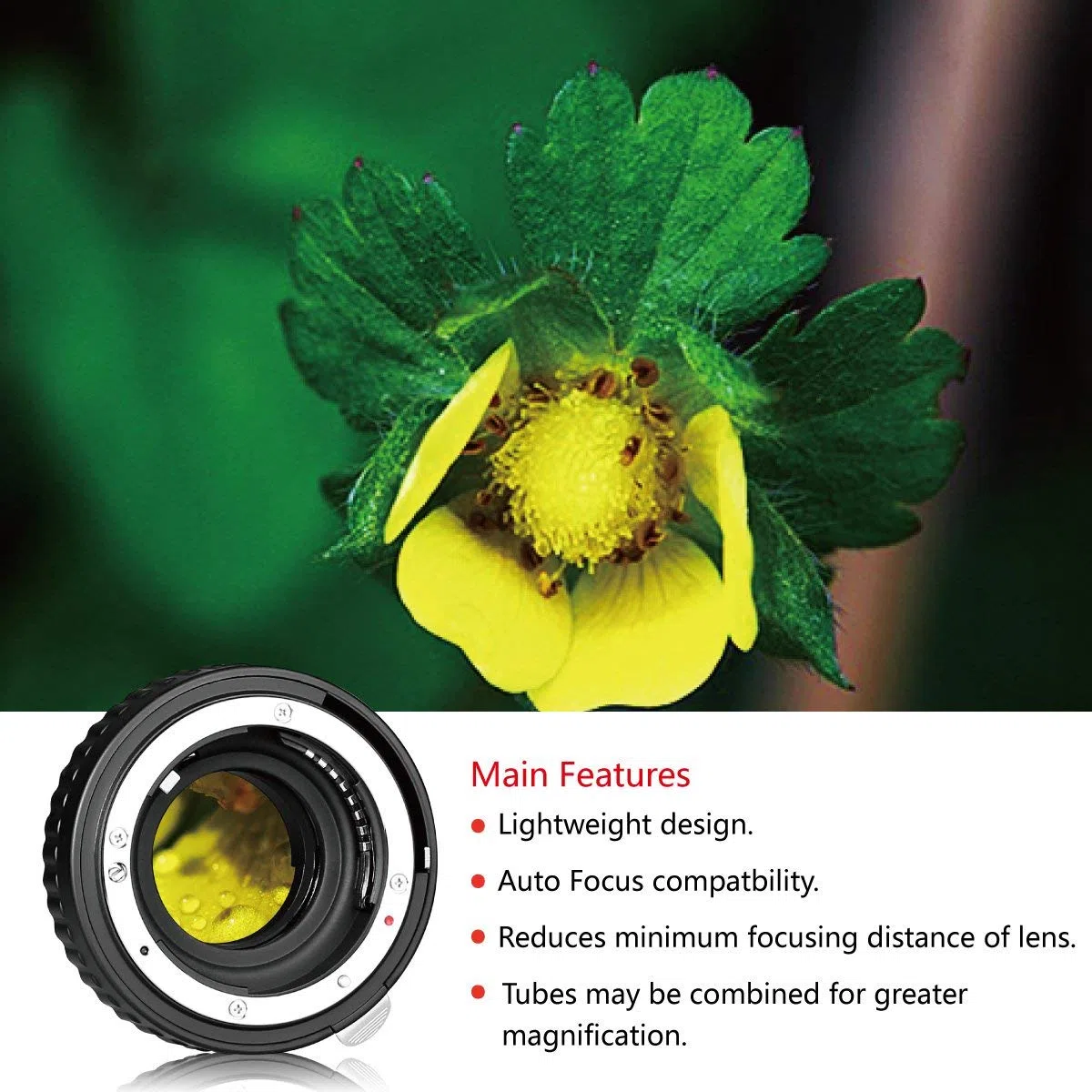 Meike MK-N-AF1-A Lente Macro electrónica con autofoco, extensión con Adaptador para cámaras Nikon DSLR Nikkor AF, AF-S, D, G y VR Lente cámaras de la serieD3100 D3200 D5000 D51000 D5200 D7000 D7100