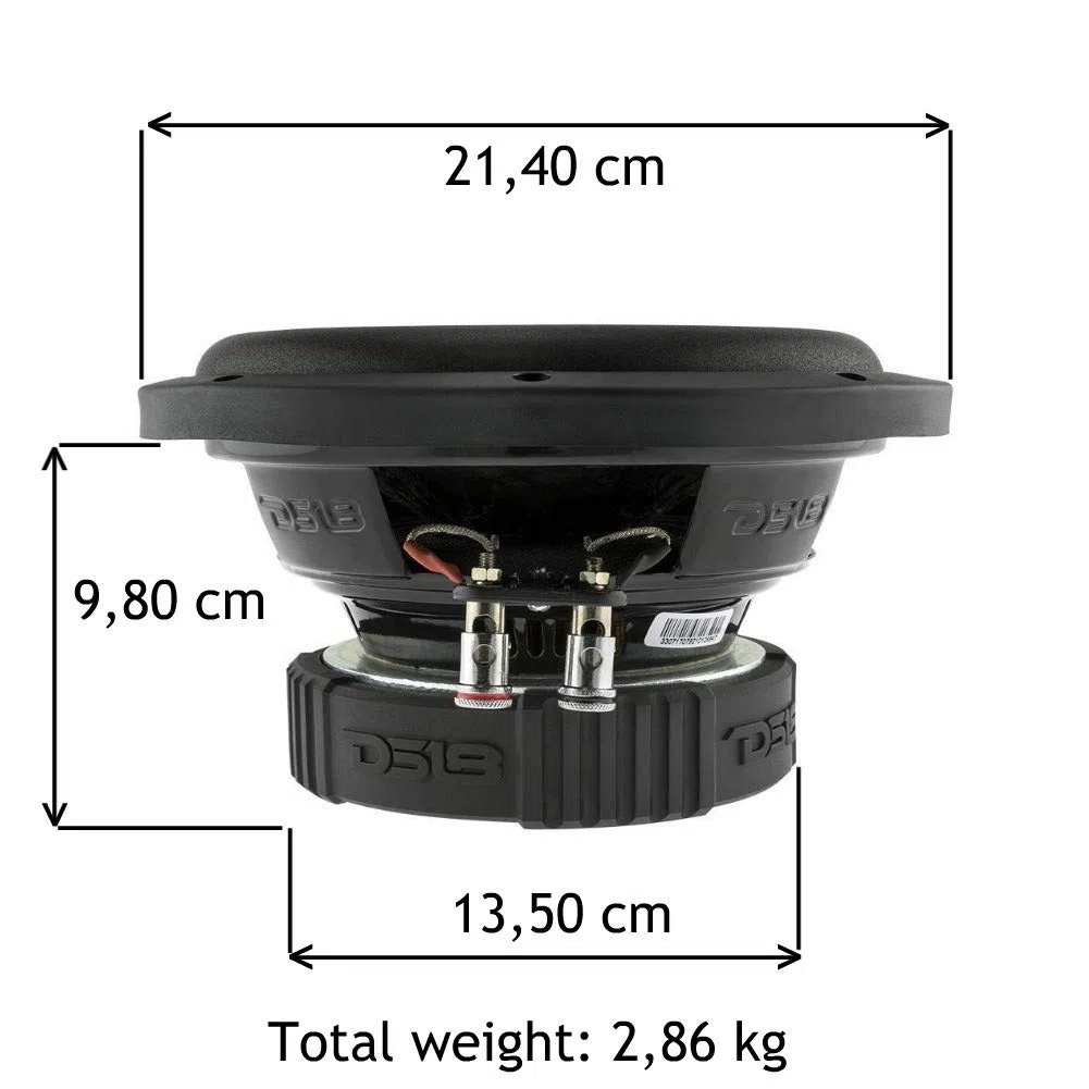 DS 1 SUBWOOFER DS18 Select SLC-8S SLC8S 20,00 cm 200 mm 8" 200 vatios rms y 400 vatios máx SVC ​​Single Voice Coil 4 ohmios Sub excelente para Maletero de Coche, 1 Pieza