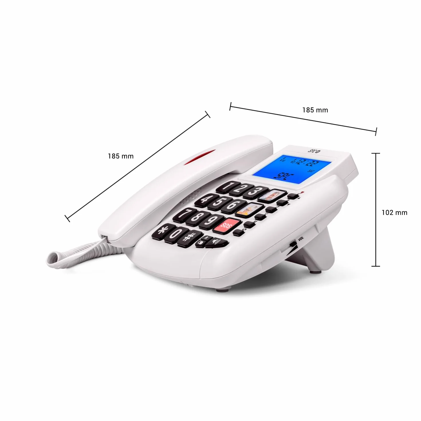 SPC Comfort Volume 2 Teléfono Fijo Teclas Grandes Mayores Amplificador Volumen 3 Memorias Directas Identificador Llamadas Azul
