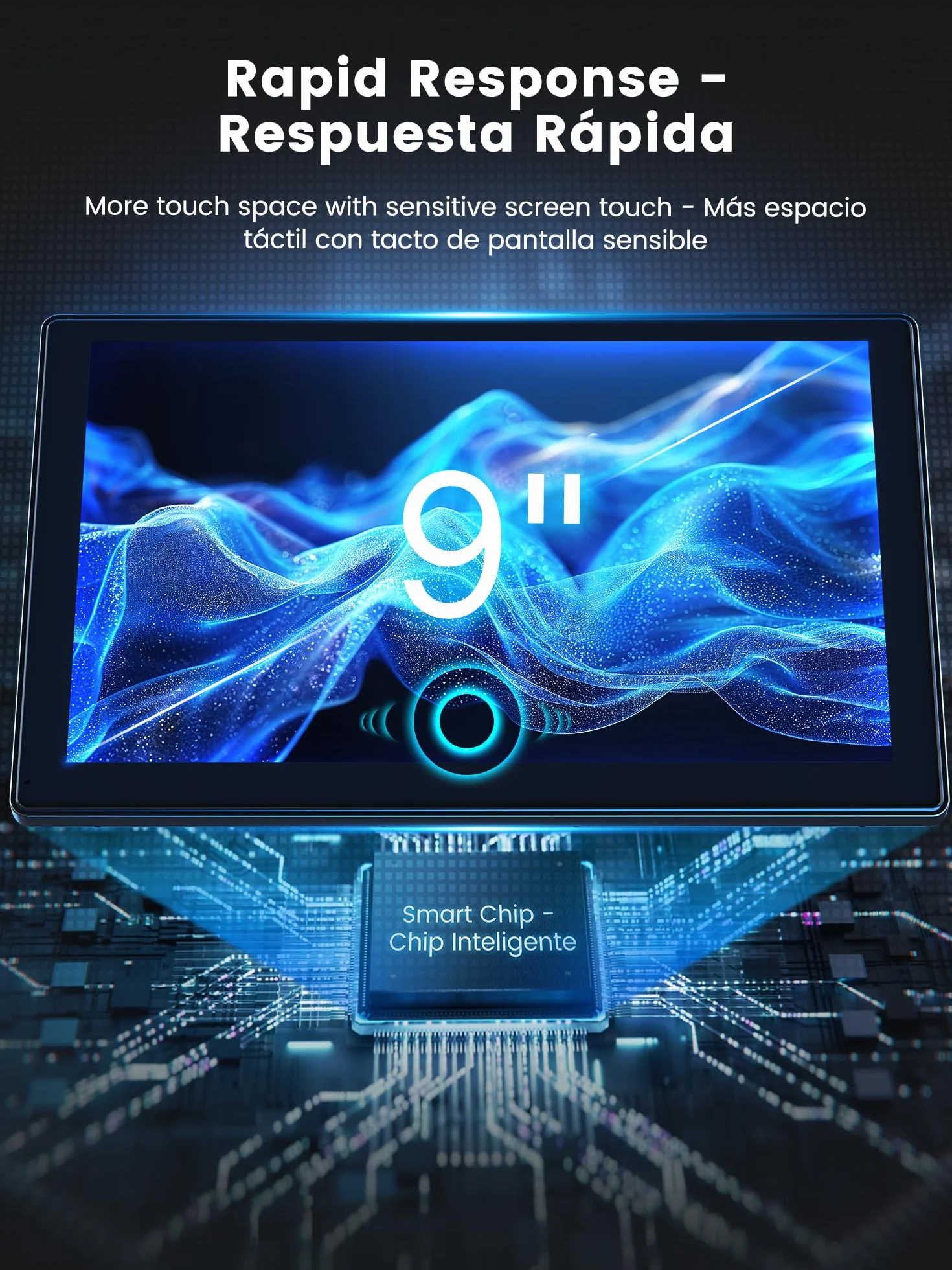 Jzones 9'' Pantalla Carplay Coche, Soporte CarPlay y Android Auto, Dash CAM 4K Integrada y Cámara Trasera 1080P, Navegador GPS/Bluetooth/Control por Voz/Mirror Link/FM, Incluye Tarjeta SD 64GB Gratis