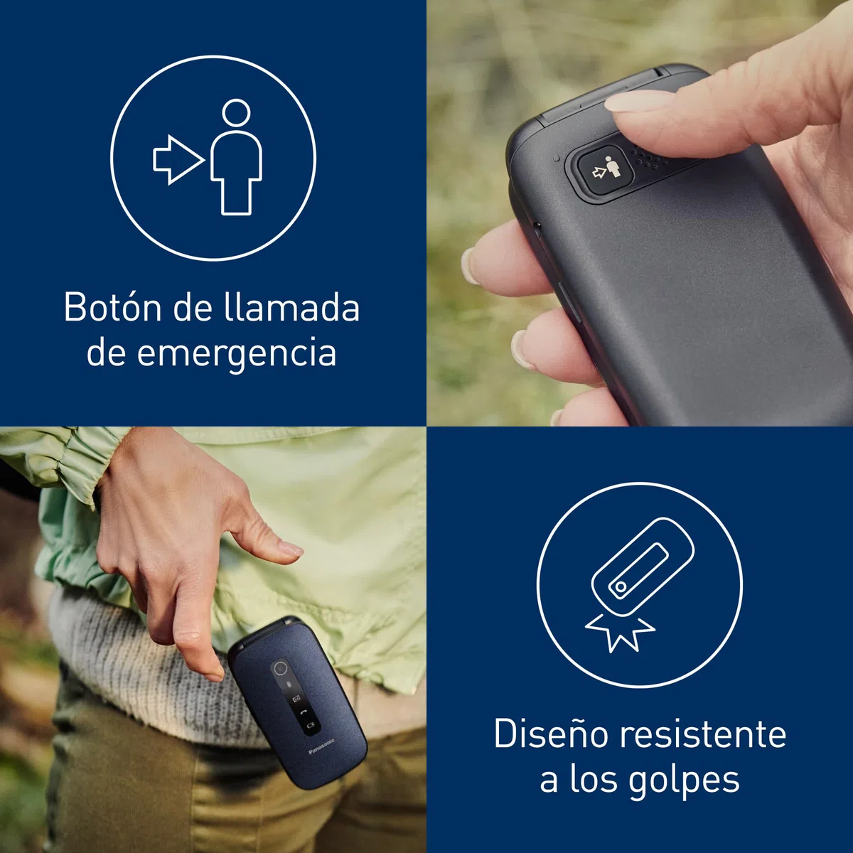 Panasonic KX-TU550EXC 4G Essentials Clamshell Teléfono Móvil para Personas Mayores, Cámara De 1.2 MP, con Pantalla Grande de 2.8", 290 Horas De Tiempo En Espera, Azul