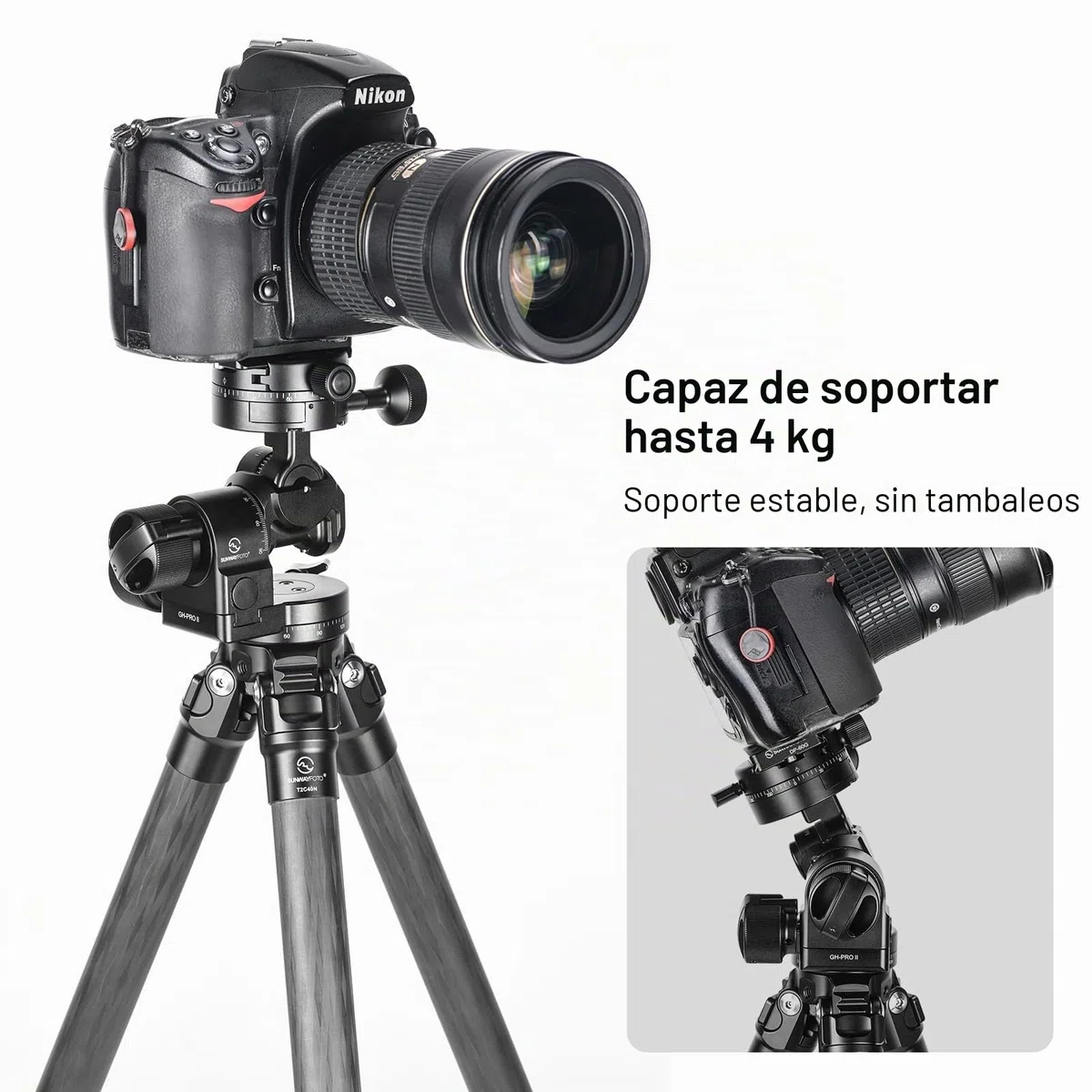 Sunwayfoto GH-PROII+ Cabezal de engranaje 3D con ajuste independiente viene con abrazadera panorámica de engranajes GC-01