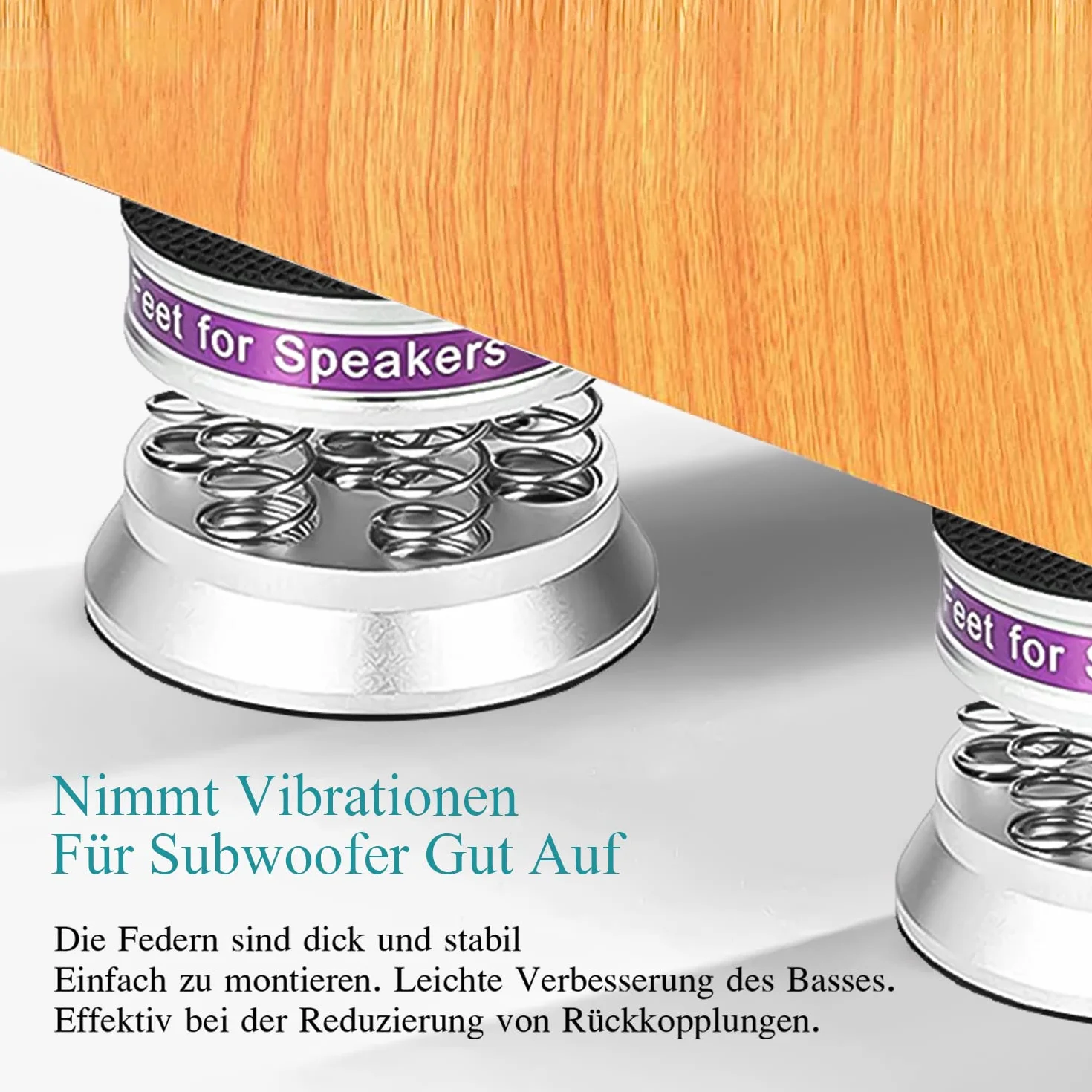 Tertullus 4 Altavoces de Gama Alta con Amortiguador de Vibraciones, Soporte Antideslizante (Audiocrast-Silver)
