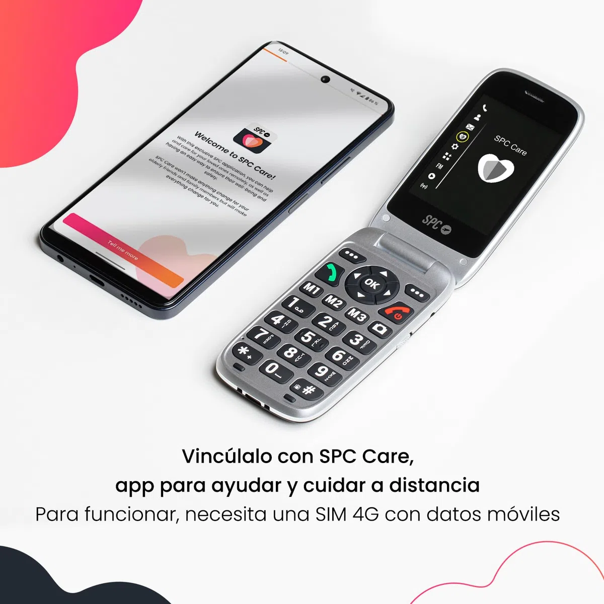 SPC Polaris - Teléfono 4G para Mayores con Teclas Grandes y botón SOS | Compatible con App gestión remota SPC Care (iOS & Android), localización GPS y alertas de Seguridad | Negro