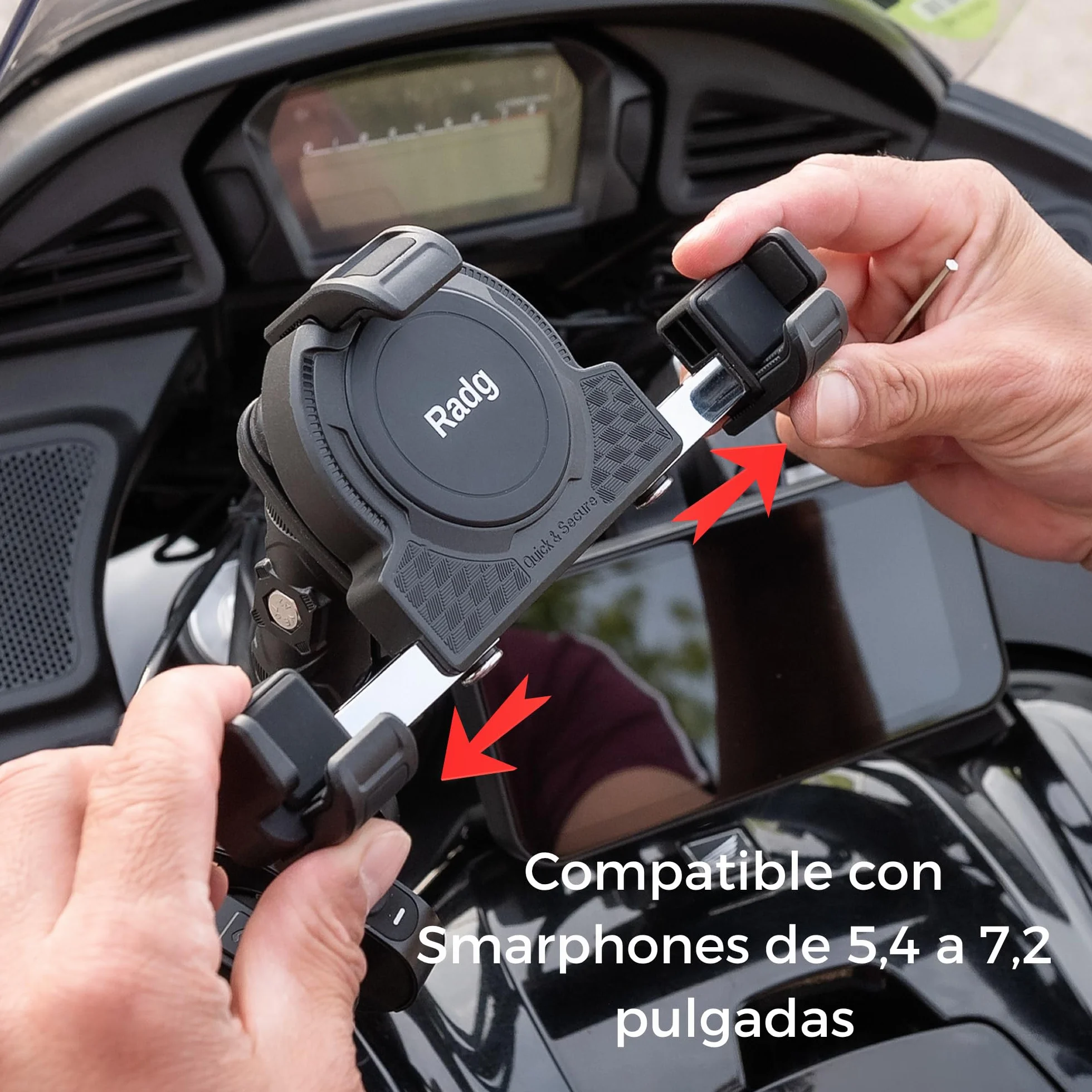 Radg Soporte Móvil Moto, Rotación 360º | Tornillo Antirrobo, Antivibracion