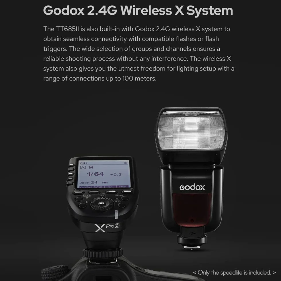 Godox TT685II-C TTL Flash Light Speedlite 2.4G Wirelss X System GN60 de alta velocidad 1/8000s compatible con Canon 1DX 5D Mark III 5D Mark II 6D 7D 60D 50D 40D 30D 650D 600D