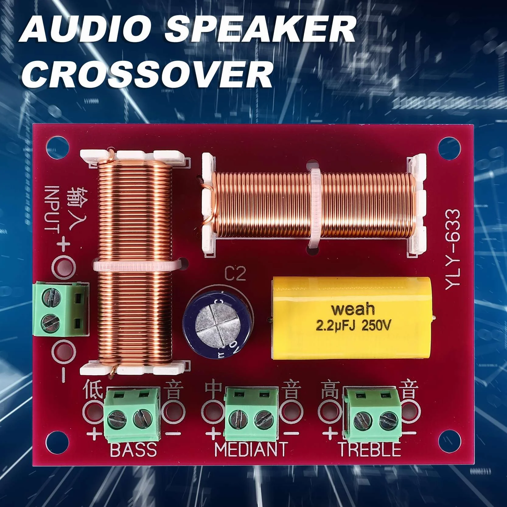 Altavoz Crossover 200 W 3 Vías Filtro de Frecuencia Divisor