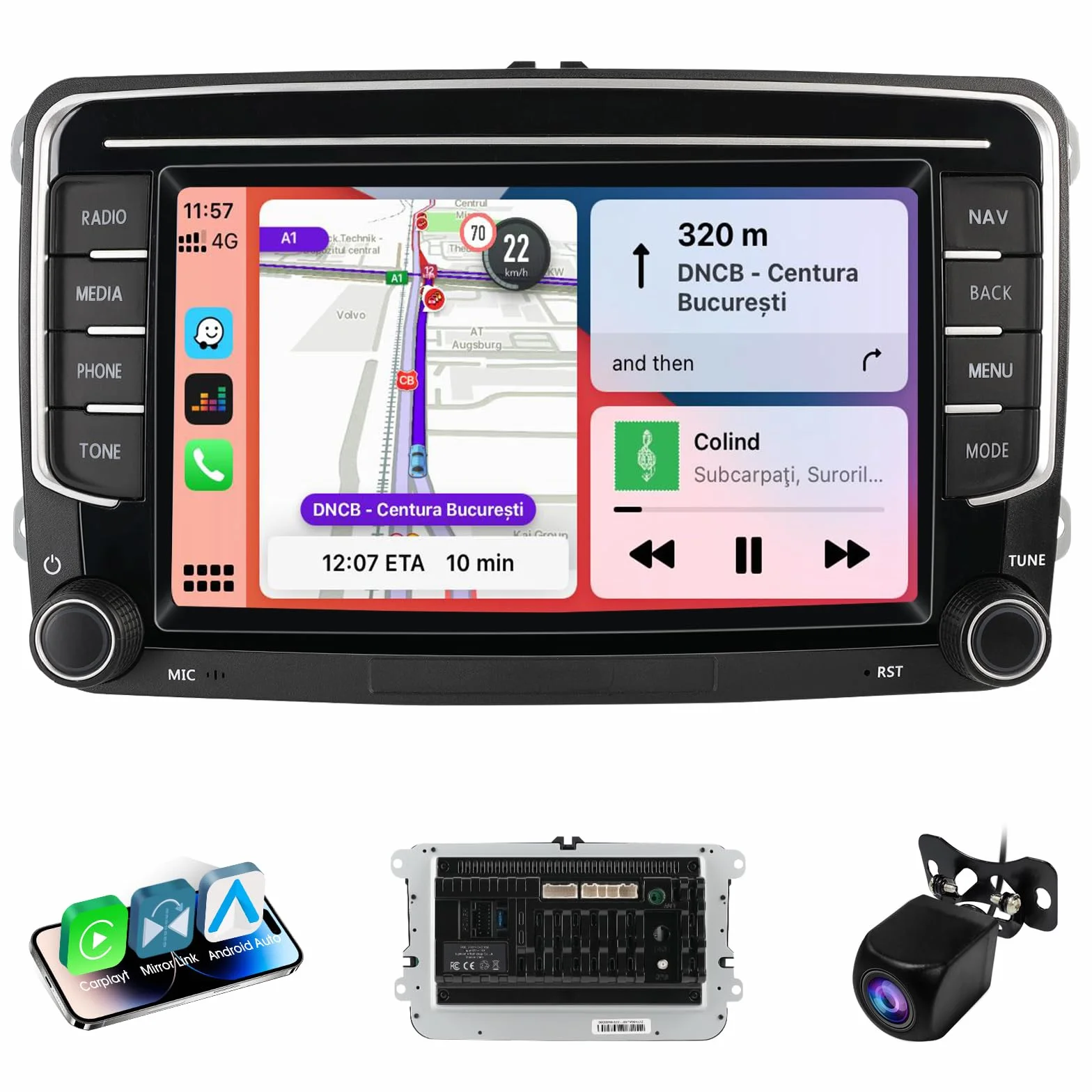 Haudio Coche Radio 2 DIN con Apple CarPlay y Android Auto, 7 Pulgadas Coche Pantalla con Canbus,Bluetooth, Mirror Link,WiFi, FM/Am/RDS/SWC Car Estéreo para VW Golf 6,Passat,Polo, Tiguan,Jetta & Skoda