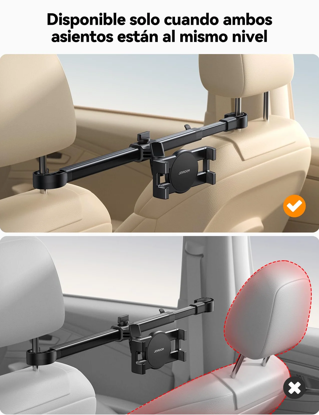 JOYROOM Soporte Tablet Coche con Fijación Bilateral – Soporte iPad Coche con Brazo Metálico para Tabletas y Smartphones de 4,7–12,9"