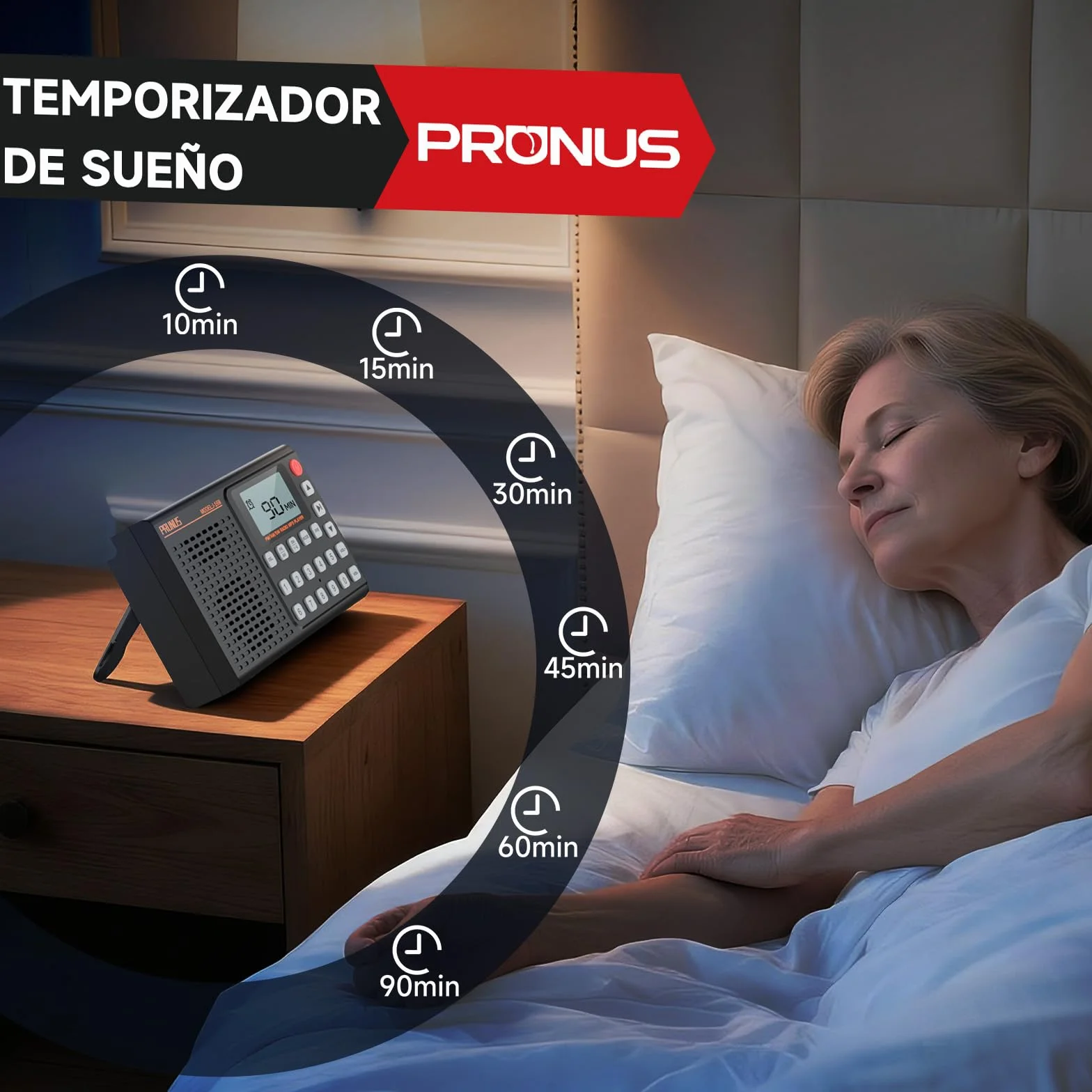 PRUNUS J-168 FM/Am/SW Radio Digital con Preajuste Manual, Radio Portatil Pequeña Recargable de 2000mah, Temporizador de Sueño, Excelente Recepción, Radios con Bluetooth 5.0, Reproductor de TF.