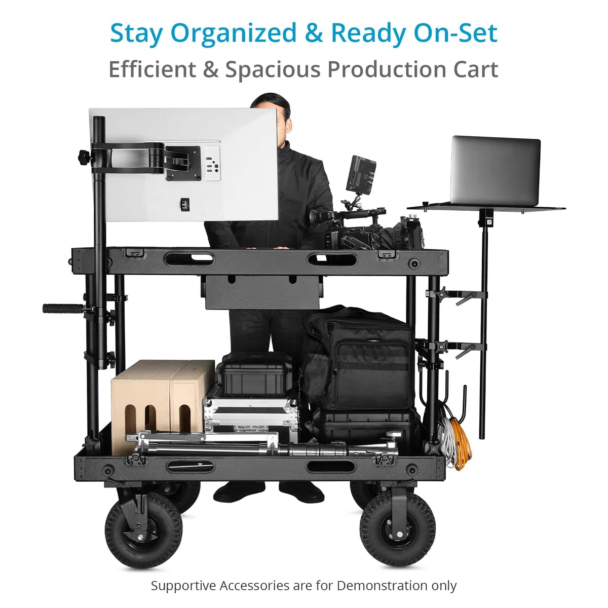 PROAIM Victor Lite V2 - Carrito de cámara de producción de video de 36 pulgadas. Carga útil de 200 kg. Estación de trabajo móvil plegable para película, DIT, sonido, iluminación y transporte de