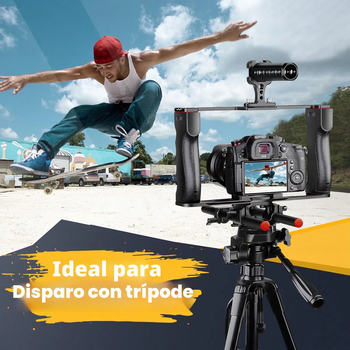 Zeadio Jaula de rig para cámara de Video, Kit de realización de películas con Mango Superior y Base Tipo Arca & Guía de Barra, Compatible con Todas Las cámaras y cámaras SLR Digitales