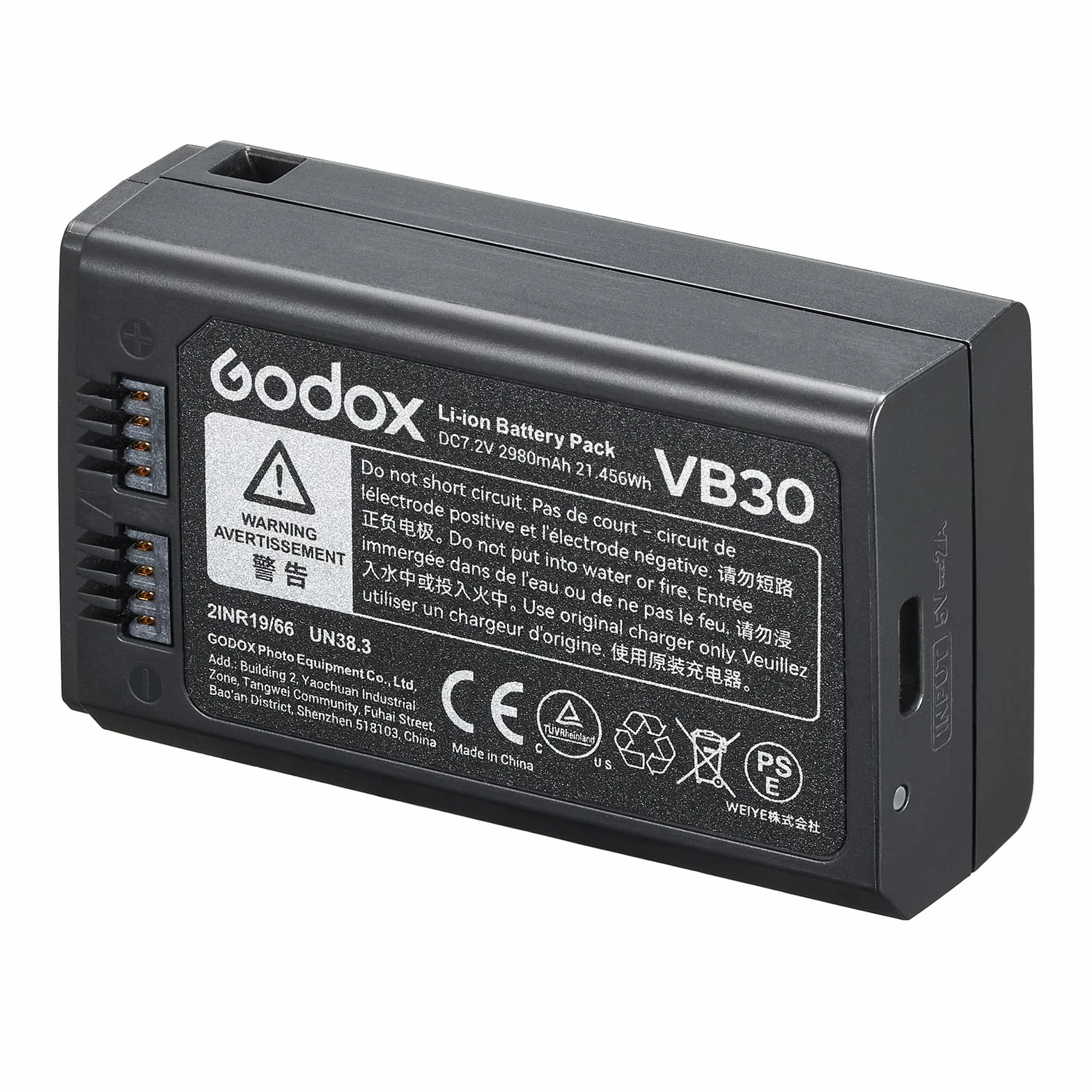 Godox VB30 Batería,Puerto Tipo-C, Reemplazo con para V1ProC V1ProN V1ProS V1C V1N V1S V1F V1O V1P V860III-S V860III-C V860III-N V860III-F V860III-O Cámara Flash Speedlite