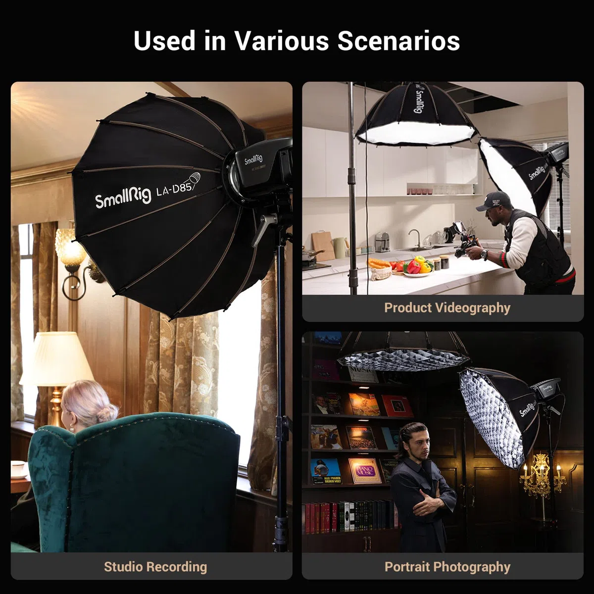 SMALLRIG Softbox parabólico LA-D85 Softbox de liberación rápida de 85cm para Luces Bowens Mount COB - 4158