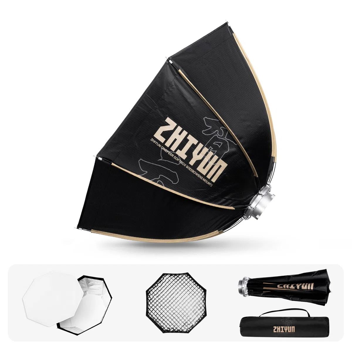 ZHIYUN CINEPEER 35-inch/90cm/2.9ft Softbox Octogonal con Montura Bowens, Liberación Rápida y Rejilla de Panal para Estudio de Fotografía, Grabación de Video y Retratos para ZHIYUN Molus Serie G/B