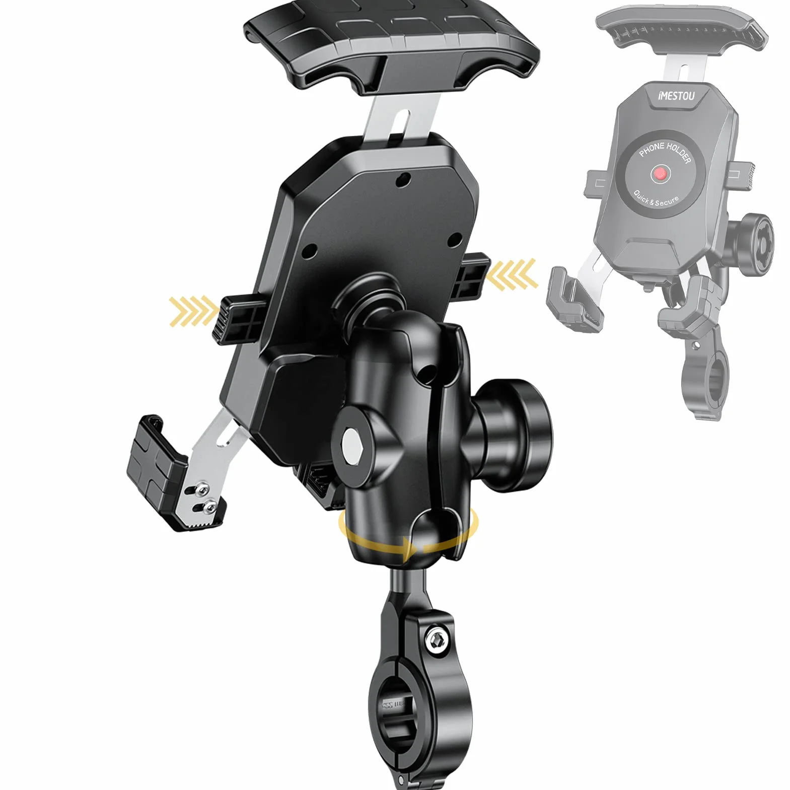 iMESTOU Soporte Antirrobo para Teléfono de Moto, Base Esférica de Aluminio 1 Pulgada, Rotación 360°, Universal 4.0"-7.0"